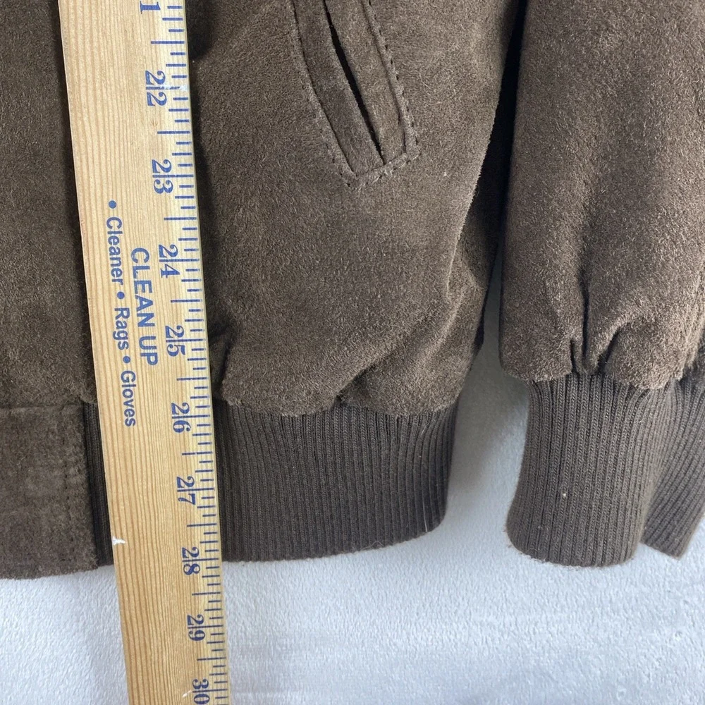 Vintage Boston Harbour Chocolate Brown Suede Leather Bomber Jacket Men's L 2000s